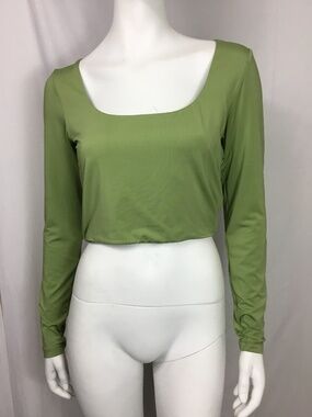 Cotton On Green Long Sleeve Crop Top Size Medium
